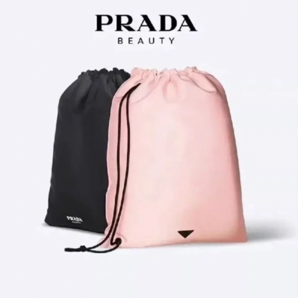 Prada Black and Pink Drawstring Backpacks